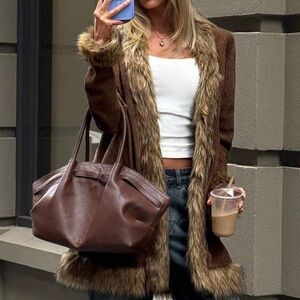 BOHEMIAN🐝STYLE FAUX FUR TRIMMED COAT